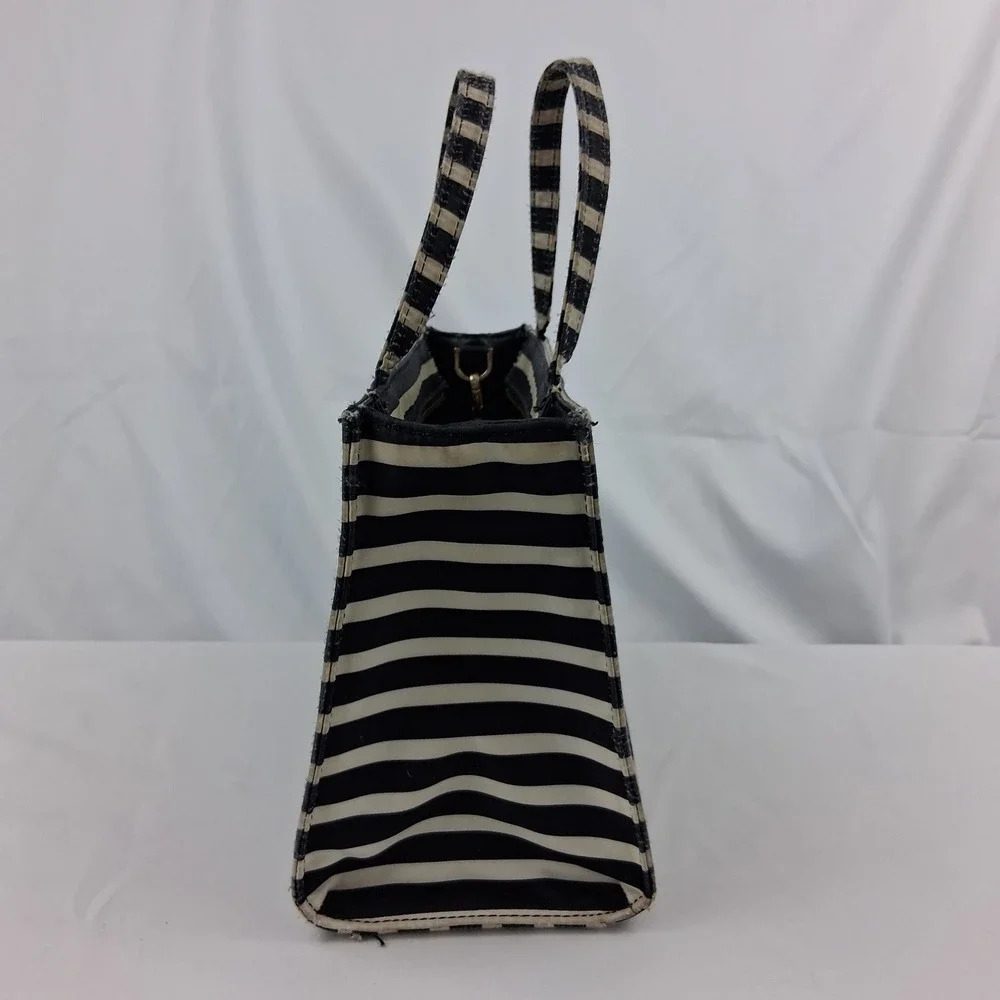 Kate Spade New York Black Cream Striped Satchel Crossbody Bag R00675